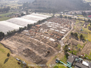 Avance en la construcción de muros y mampostería. Las casas comienzan a tomar forma, y ya se puede ver el terreno completo de esta etapa, con el urbanismo claramente definido en Bosque de Sagano.